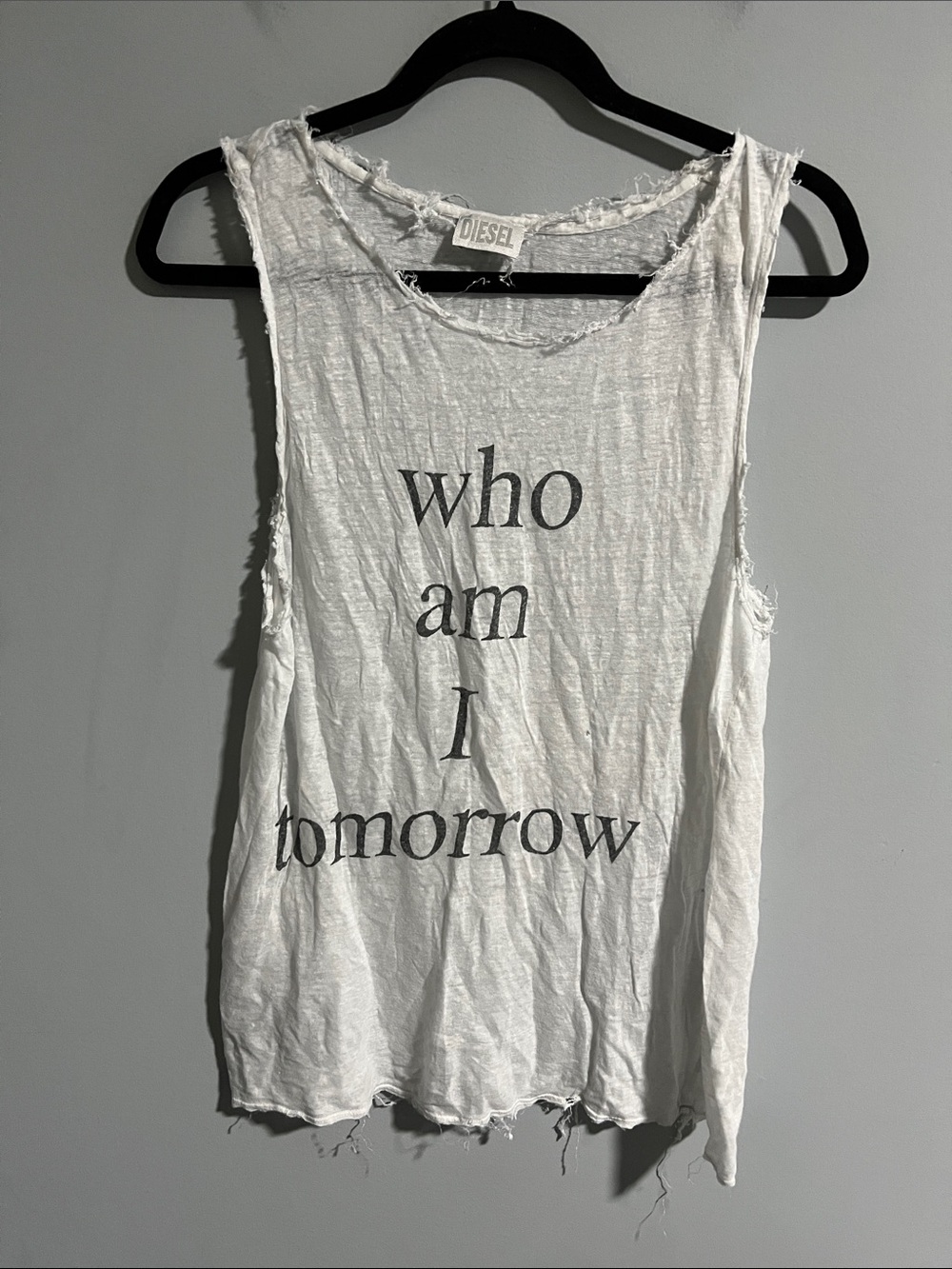 Vintage Diesel Distressed Linen Graphic Tank Top